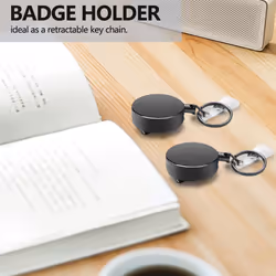 2 Pack Badge Holder Reel,Metal ID Badge with Belt Clip Key Ring Black