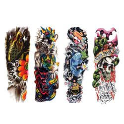 4Pcs/Lot Temporary Fish Skull Color Tattoos Applique 48x17Cm (1720#)
