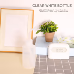 250mL 8OZ Capacity Tattoo Wash Clear White Plastic Green Soap Squeeze Bottle
