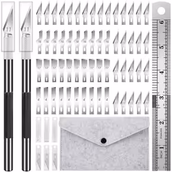 64 Pcs Exacto Knife Precision Craft Exacting Hobby Knife Set