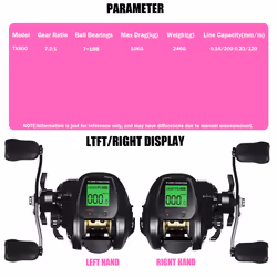 Electronic Baitcasting Fishing Reel LED Screen High Speed, Right