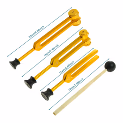 3Pack Tuning Fork Set(128Hz, 256Hz, 512Hz) Tuning Fork Kit (Gold)