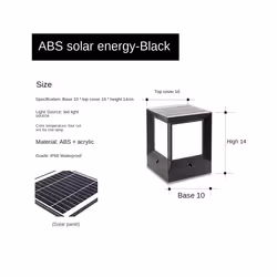 LED Solar Column Headlight Solar Powered Pillar Lamp 10CM