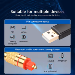 USB to Optical Audio Adapter USB A to Fiber Optic Audio SPDIF Port