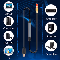 USB to Optical Audio Adapter USB A to Fiber Optic Audio SPDIF Port