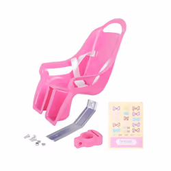 Universal Doll Bike Seat with Stickers DIY Decal Kids ,Pink