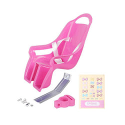 Universal Doll Bike Seat with Stickers DIY Decal Kids ,Pink