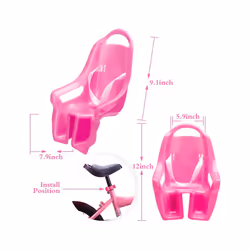 Universal Doll Bike Seat with Stickers DIY Decal Kids ,Pink