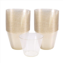 Gold Plastic Cups Clear Plastic Wine Glasses, for Cups 50Pcs