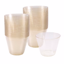 Gold Plastic Cups Clear Plastic Wine Glasses, for Cups 50Pcs