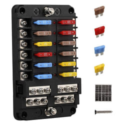 12V 12 Way Marine Fuse Block Fuse Panel with Ground &12 Volt Fuse Box