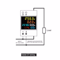 Din Rail AC Monitor 6IN1 40-300V 100A Voltage Current Power Factor