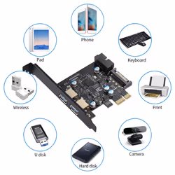 PCI-E to USB 3.2 Adapter Card, 5Gbps PCI Express (PCIe)