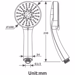 Brushed Gold Handheld High Pressure ABS Shower 5 Function Shower
