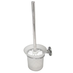 Round Wall Mounted Toilet Brush and Frosted Glass Toilet Brush Holder