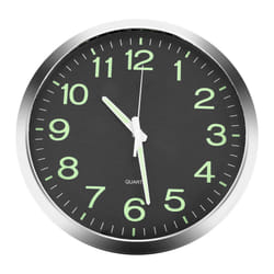 12 Inch Round Large Luminous Wall Clock Glow in the Dark -Silver