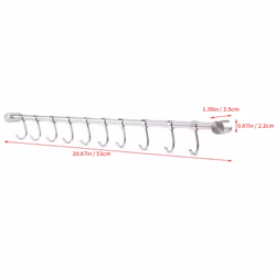 Kitchen Rail Rack Hanging Rack Stainless Steel 10 Sliding Hooks