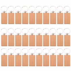 30Pcs Blank Rectangle Wooden Key Chain Diy Wood Keychains