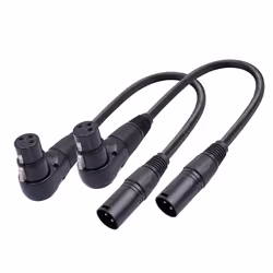 2Pcs 3 Pin XLR Right Angle Male to Female Plug Microphone Audio Cable