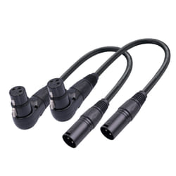 2Pcs 3 Pin XLR Right Angle Male to Female Plug Microphone Audio Cable