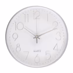 Modern Silent Wall Clock for Home Office Kitchen (25cm, Silver)