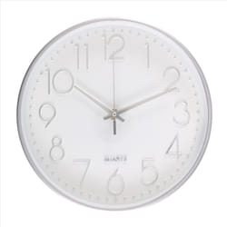 Modern Silent Wall Clock for Home Office Kitchen (25cm, Silver)