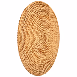 Handwoven Rattan Placemats,Round Wicker Table Mats, Natural Woven