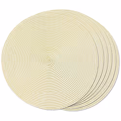 Round Braided Placemats Set of 6 Table Mats 15 Inch(Beige)