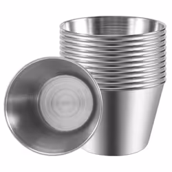 Pack of 12 -Brushed Stainless Steel Condiment Sauce Cups - 2.5Oz 70Ml