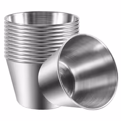 Pack of 12 -Brushed Stainless Steel Condiment Sauce Cups - 2.5Oz 70Ml