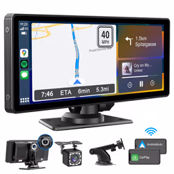 Portable Wireless Carplay Car Stereo with Dash Cam