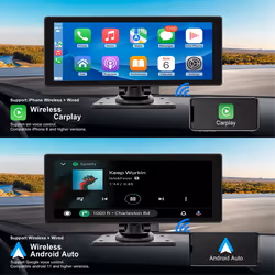Portable Wireless Carplay Car Stereo with Dash Cam