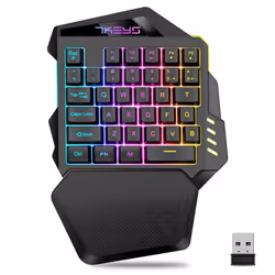 One Hand Wireless Gaming RGB Backlit Keyboard for PC