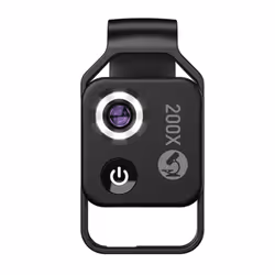200X Magnification Microscope Lens with CPL Mobile LED black