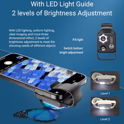 200X Magnification Microscope Lens with CPL Mobile LED black