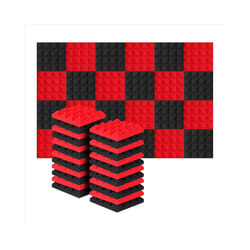 Pyramid Noise Insulation Sound Absorption Treatment Panels Black+Red