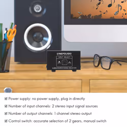 2 in 1 Out or 1 in 2 Out Audio Source Signal Selector, Interface