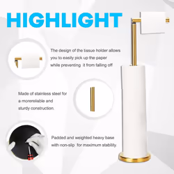 Toilet Paper Holder, Tissue Roll Holder Free Standing for Bathroom