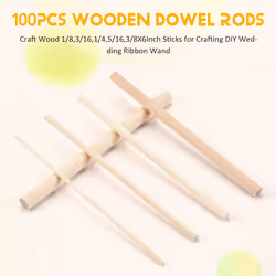 100Pcs Dowel Rods 1/8,3/16,1/4,5/16,3/8X6Inch Sticks for Crafting DIY