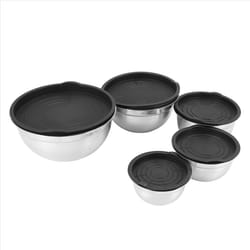 5 Pcs Mixing Bowl,Stainless Steel Stackable Salad Bowl with Airtight