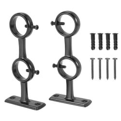 Curtain Rod Bracket, 2Pcs Double Curtain Rod Holder, Double Rod