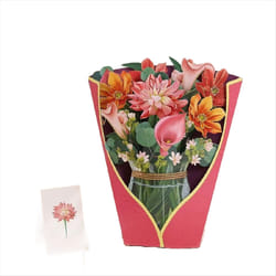 -Up Cards, 13.8Inch Life Sized Forever Flower Bouquet 3D with Note