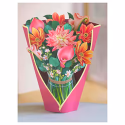 -Up Cards, 13.8Inch Life Sized Forever Flower Bouquet 3D with Note