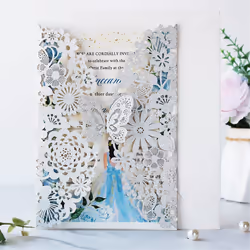 20 Set Butterfly Invitation Cards (Silver Glitter)