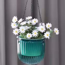 2 Pack Self Watering Indoor Hanging Flower Pots,6.5 Inch,Emerald