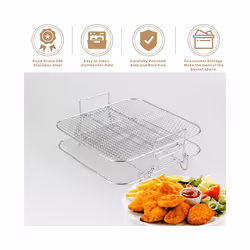 2-Layers Air Fryer Rack Stackable Grid Grilling Rack Stainless Steel