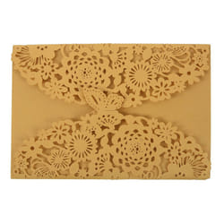 10Pcs Carved Butterflies Invitation Card for Wedding: Golden Yellow