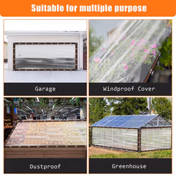 8X10 FT Clear Waterproof Tarps Heavy Duty Garden Rainproof Covering