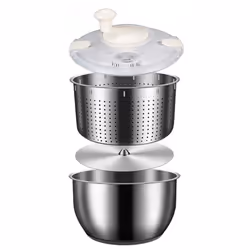 6L Salad Spinner Stainless Steel Large Vegetable Washer with PP Lid