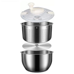 6L Salad Spinner Stainless Steel Large Vegetable Washer with PP Lid